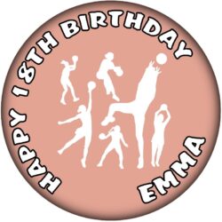 Personalised Netball Birthday Badge - 59mm ANY NAME & AGE