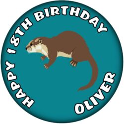 Personalised Otter Birthday Badge - 59mm ANY NAME & AGE