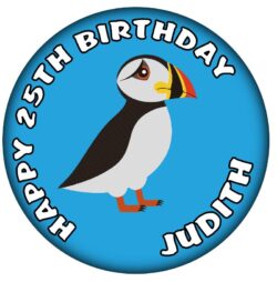 Personalised Puffin Birthday Badge - 59mm ANY NAME & AGE