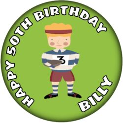 Personalised Rugby Birthday Badge - 59mm ANY NAME & AGE