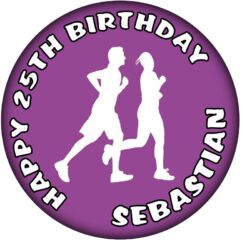 Personalised Running Birthday Badge - 59mm ANY NAME & AGE