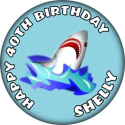 Personalised Shark Birthday Badge - 59mm ANY NAME & AGE