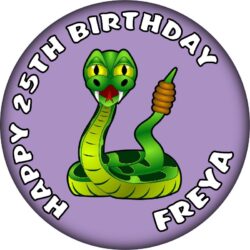 Personalised Snake Birthday Badge - 59mm ANY NAME & AGE