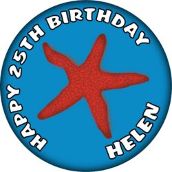 Personalised Starfish Birthday Badge - 59mm ANY NAME & AGE