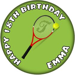 Personalised Tennis Birthday Badge - 59mm ANY NAME & AGE