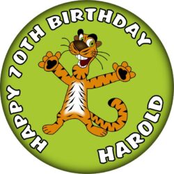 Personalised Tiger Birthday Badge - 59mm ANY NAME & AGE