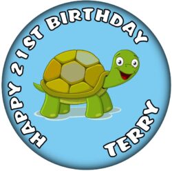 Personalised Turtle Birthday Badge - 59mm ANY NAME & AGE