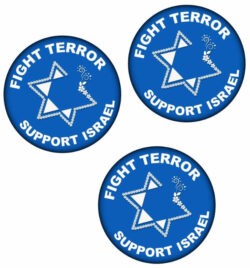 3 PACK - Fight Terror - Support Israel - 59mm Pin Badge