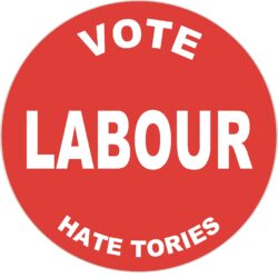 Vote Labour - Hate Tories - TWO PACK - Car Bumper Window Decal Sticker