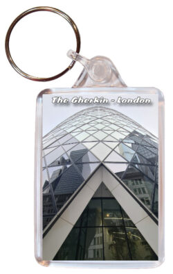 The Gherkin - London - Double Sided Large Keyring Key Fob Chain Ring 24E1