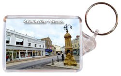 Axminster - Devon - Double Sided Large Keyring Key Fob Chain Ring 24E1