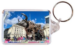 Raging Bull - Birmingham - Double Sided Large Keyring Key Fob Chain Ring 24E1