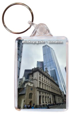 Bishopgate - London - Double Sided Large Keyring Key Fob Chain Ring 24E1