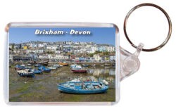 Brixham - Devon - Double Sided Large Keyring Key Fob Chain Ring 24E4