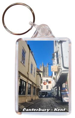 Canterbury - Kent - Double Sided Large Keyring Key Fob Chain Ring 24E4