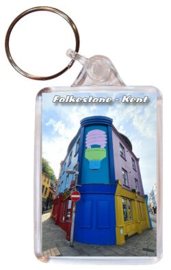 Folkestone - Kent - Double Sided Large Keyring Key Fob Chain Ring 24E3