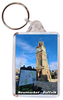 Newmarket - Suffolk - Double Sided Large Keyring Key Fob Chain Ring 24E2