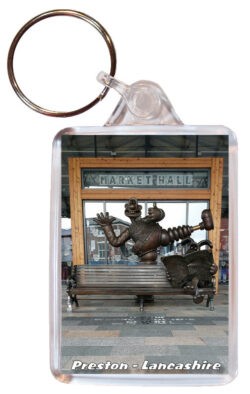 Preston - Lancashire - Double Sided Large Keyring Key Fob Chain Ring 24E1
