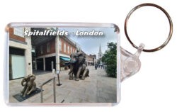 Spitalfields - London - Double Sided Large Keyring Key Fob Chain Ring 24E1