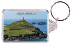 Cape Cornwall - Double Sided Large Keyring Key Fob Chain Ring 24E1