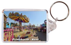 Dymchurch - Kent - Double Sided Large Keyring Key Fob Chain Ring 24E1