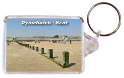 Dymchurch - Kent - Double Sided Large Keyring Key Fob Chain Ring 24E2