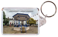 Horsham - West Sussex - Double Sided Large Keyring Key Fob Chain Ring 24E1