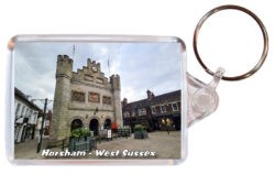 Horsham - West Sussex - Double Sided Large Keyring Key Fob Chain Ring 24E2