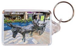 Horsham - West Sussex - Double Sided Large Keyring Key Fob Chain Ring 24E3