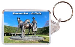 Newmarket - Suffolk - Double Sided Large Keyring Key Fob Chain Ring 24E1