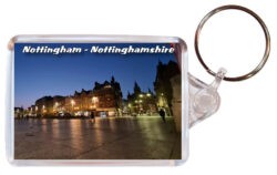 Nottingham - Nottinghamshire - Double Sided Large Keyring Key Fob Chain Ring 24E7