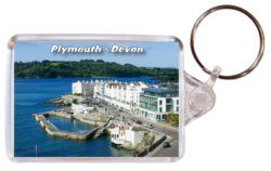 Plymouth - Devon - Double Sided Large Keyring Key Fob Chain Ring 24E6