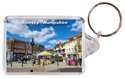 Romsey - Hampshire - Double Sided Large Keyring Key Fob Chain Ring 24E3