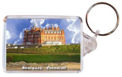 Newquay - Cornwall - Double Sided Large Keyring Key Fob Chain Ring 24E2