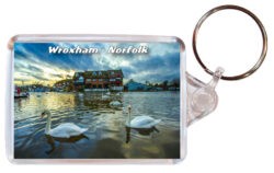 Wroxham- Norfolk - Double Sided Large Keyring Key Fob Chain Ring 24E1