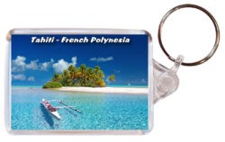Tahiti - French Polynesia - Double Sided Large Keyring 24FP2
