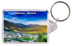 Schwaz - Austria - Double Sided Large Keyring Key Fob Chain Ring 24A1