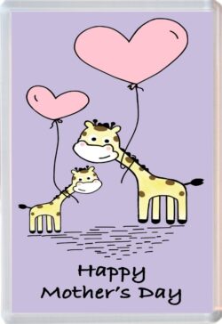 Happy Mothers Day - Cute Heart Giraffes - Jumbo Fridge Magnet