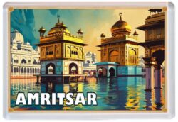 Amritsar - Golden Temple - India - Artistic Jumbo Fridge Magnet Souvenir Gift Present 25I1
