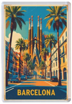 Barcelona - Catalonia - Spain - Artistic Jumbo Fridge Magnet 25S1