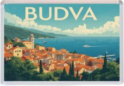 Budva - Montenegro - Artistic Jumbo Fridge Magnet 25M1