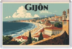 Gijon - Spain - Artistic Jumbo Fridge Magnet 25S1