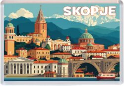 Skopje - North Macedonia - Artistic Jumbo Fridge Magnet 25NM1