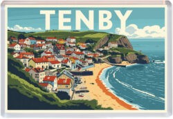 Tenby - Wales - Artistic Jumbo Fridge Magnet 25E1