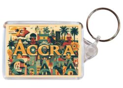 Accra - Ghana - Artistic Double Sided Large Keyring 26G1
