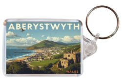 Aberystwyth - Wales - Artistic Double Sided Large Keyring 26W1