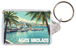 Agios Nikolaos - Crete - Artistic Double Sided Large Keyring 26F1