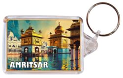 Amritsar - Golden Temple - India - Artistic Double Sided Large Keyring 26I1