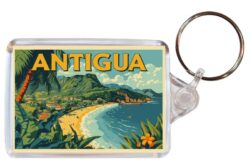 Antigua - Carribean - Artistic Double Sided Large Keyring 26C1