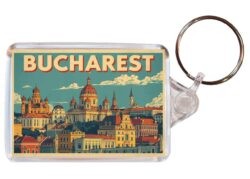 Bucharest - Romania - Artistic Double Sided Large Keyring 26R1